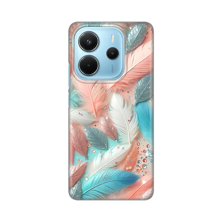 Torbica Silikonska Print za Xiaomi Redmi Note 14 4G (SRB) Pastel Feathers