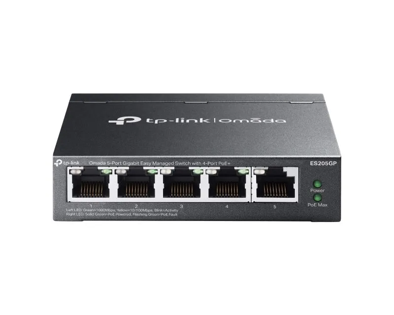 TP LINK ES205GP Omada 5-Port Gigabit Easy Managed Switch with 4-Port PoE+
