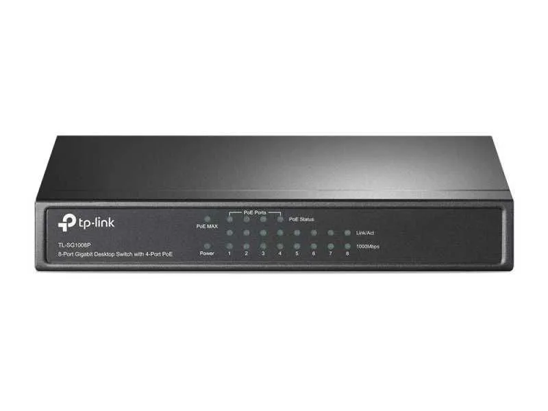 TP LINK Switch Gigabit 8x RJ45 10/100/1000Mbps Desktop metalno kuciste with 4-Port PoE (TL-SG1008P)