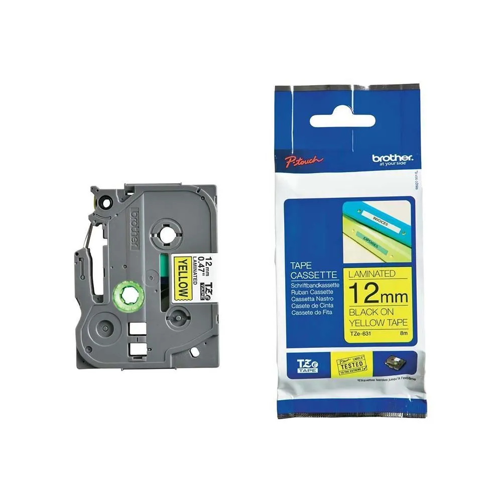 Traka  TZe-631 crna na žuto 12mm