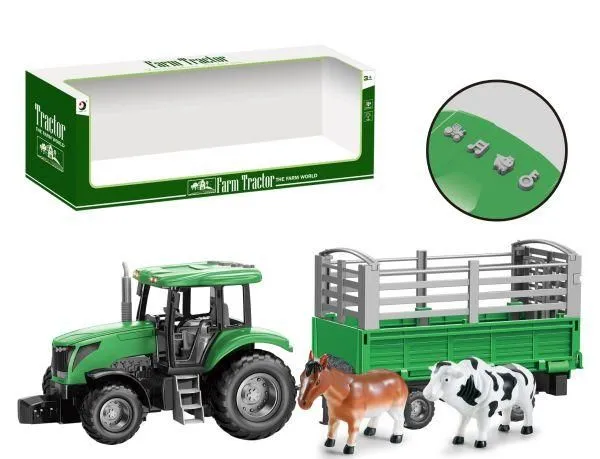 Traktor sa prikolicom i životinjama