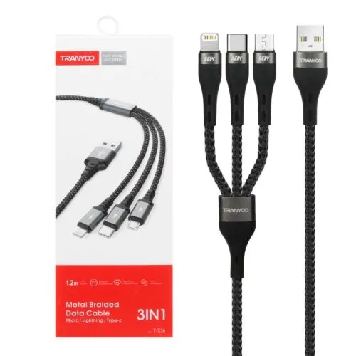 TRANYOO USB Kabl T-XS6 ojačan 3u1/ crna