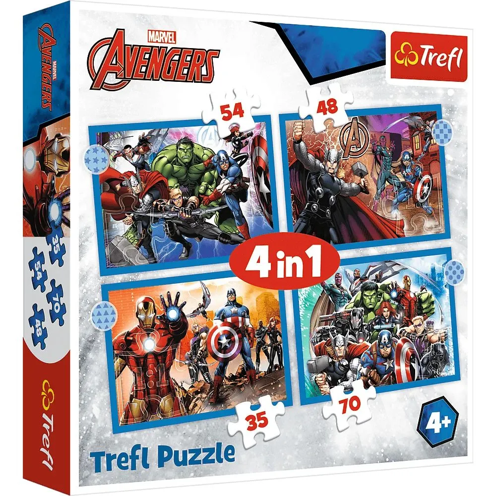 TREFL Puzzle 4u1 Brave Avengers 34386 - 54/ 48/ 35/ 70 delova