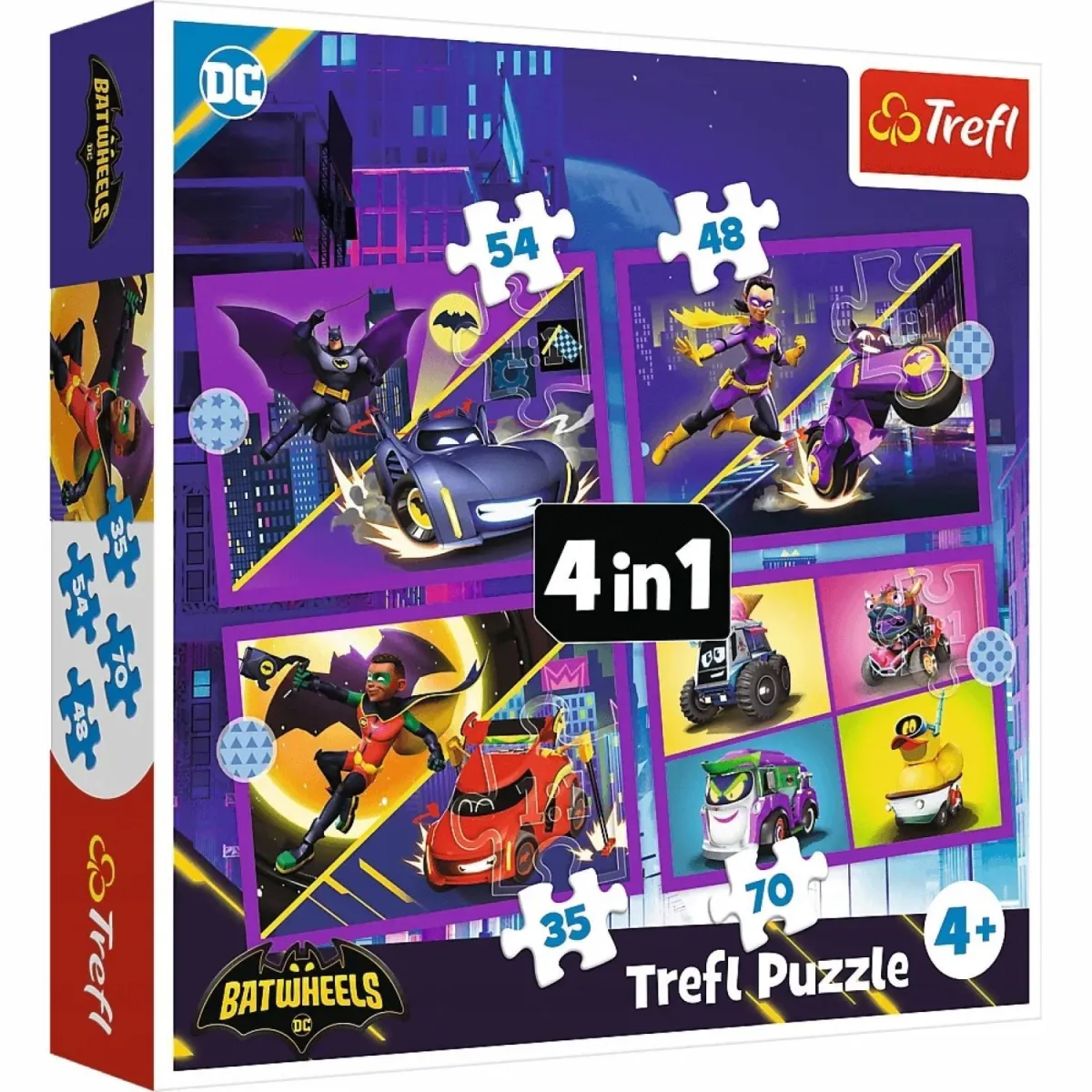 TREFL Puzzle 4u1 Discover Batwheels 34658 - 35, 48, 54, 70 delova