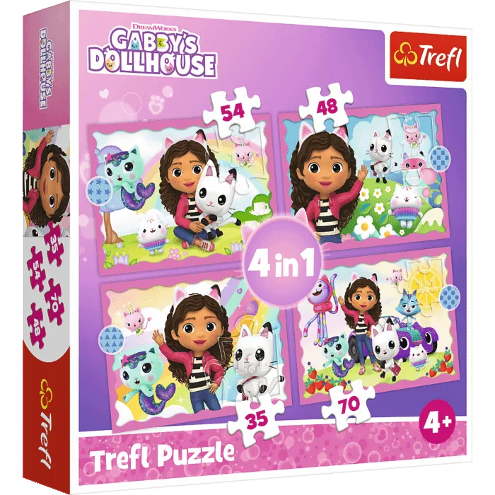 TREFL Puzzle 4u1 Gabby's adventures 34620 - 35, 48, 54, 70 delova