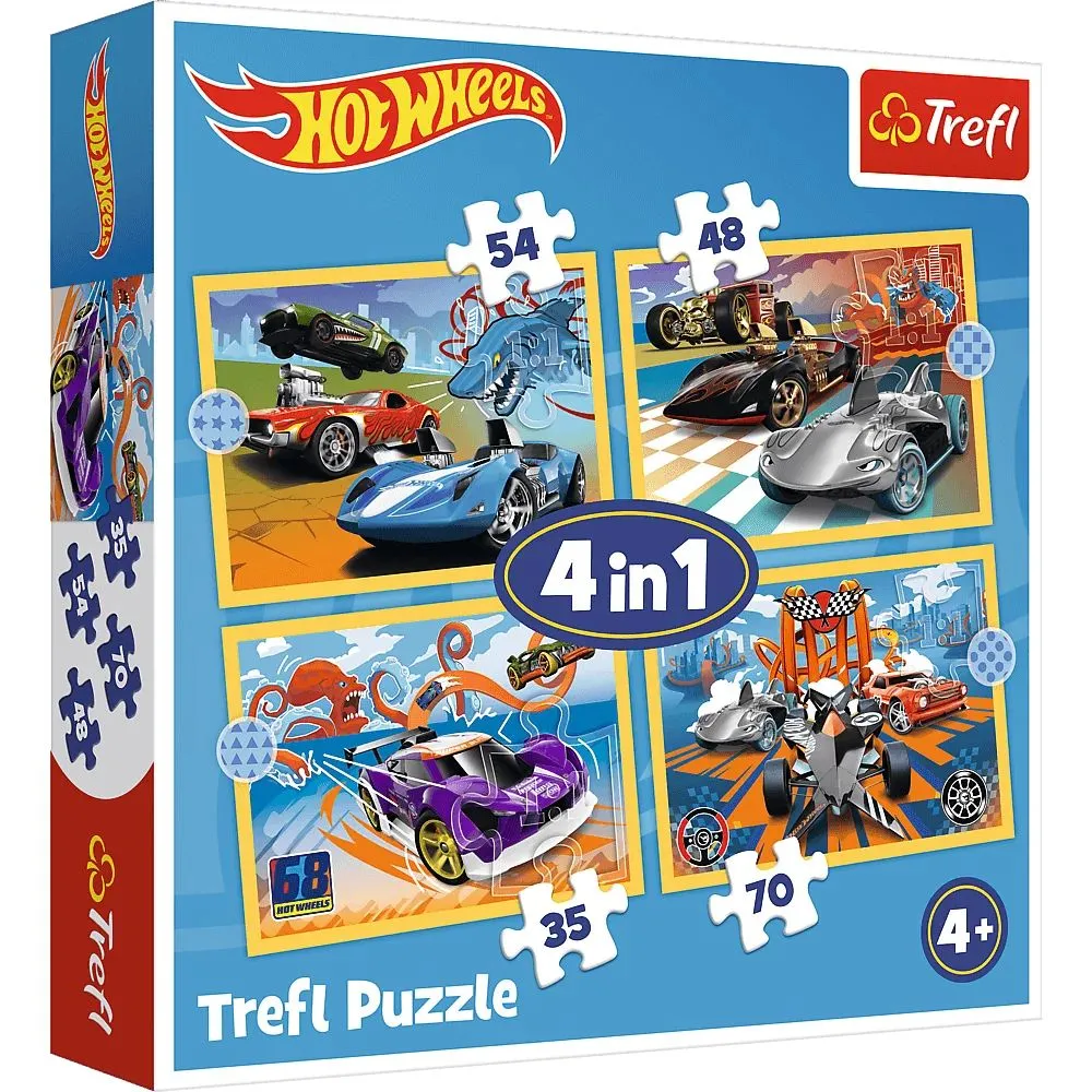 TREFL Puzzle 4u1 Hot Wheels Vehicles 34627 - 54/ 48/ 35/ 70 delova