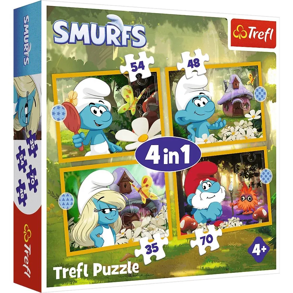 TREFL Puzzle 4u1 Life in the Smurf Village 34664 - 54/ 48/ 35/ 70 delova