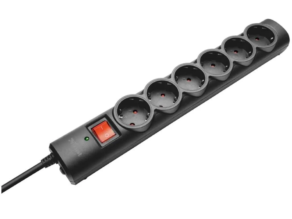 TRUST Strujni kabl Surge Protector 6 mesta 1.8m crna