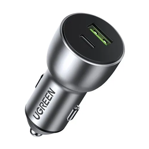 UGREEN Auto punjač, USB-A(22,5W) + USB Type C(30W), CD213, siva