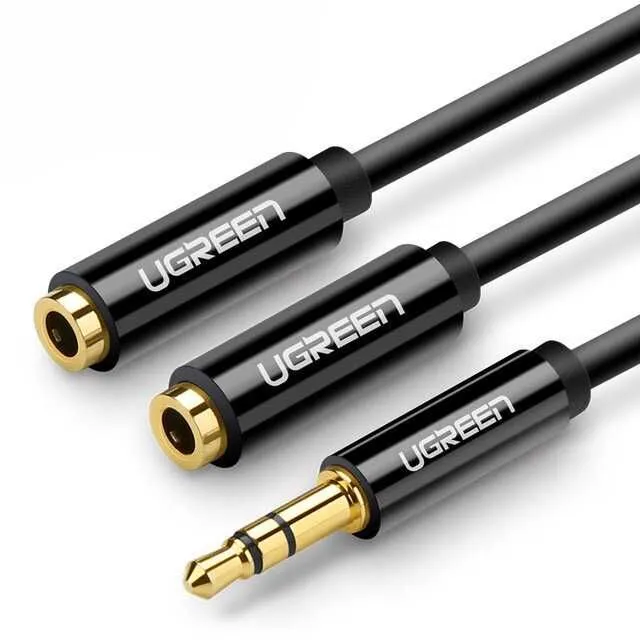 UGREEN Kabl AUX-M na 2xAUX-F/ AV134 / 25cm/ crna