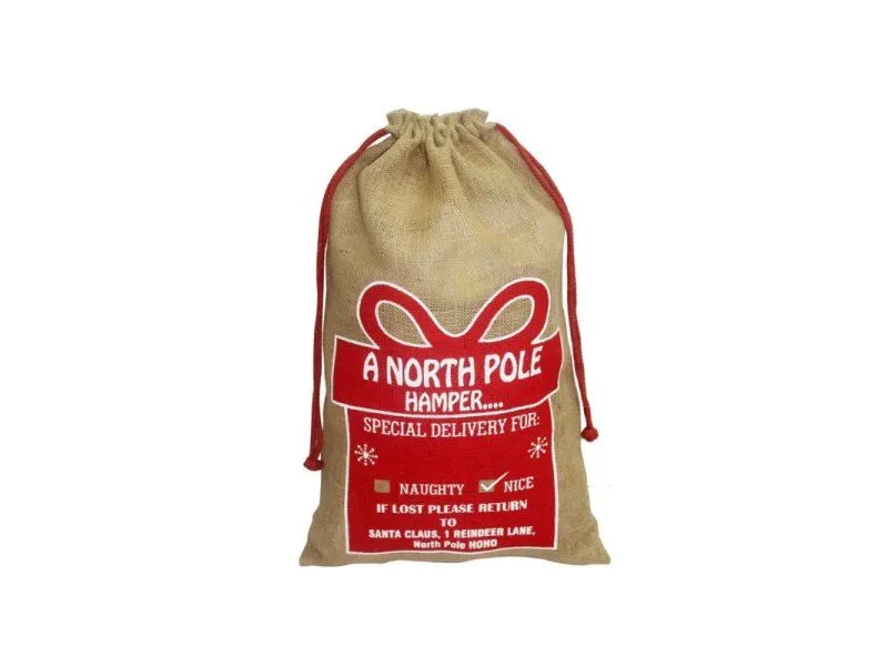 Ukrasni novogodišnji džak od jute 65x39cm