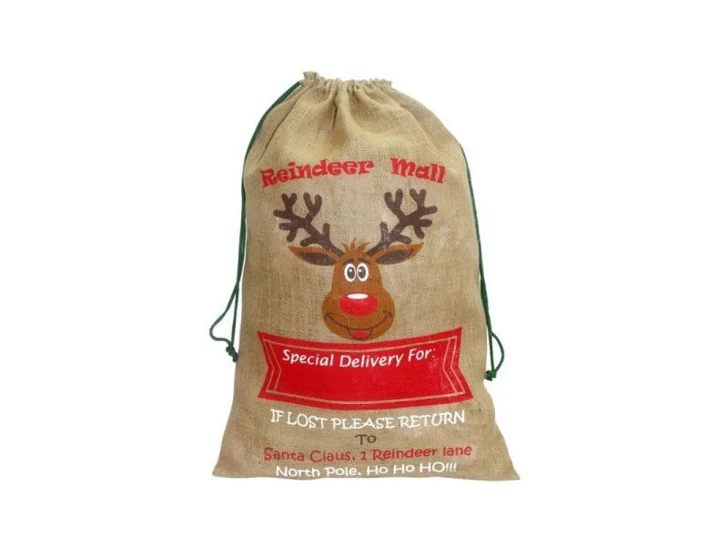 Ukrasni novogodišnji džak od jute 90x60cm