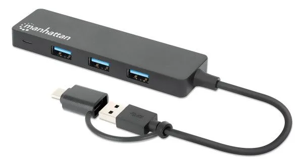 MANHATTAN USB-C HUB 4port 180863 3.2 G1+USB-C/5Gbps/Crni