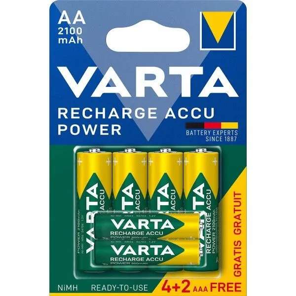 VARTA Baterije punjive, 567R2USO, 4xAA 2100mAh + 2xAAA 800mAh, 6 kom (cena po komadu)