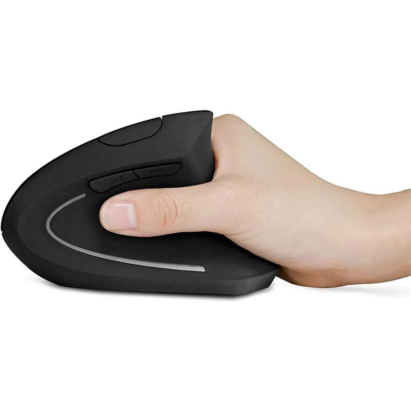 Vertikalni ergonomski bezicni miš E2 crni