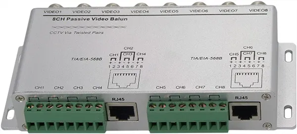 Video balun pasivni 8ch (parice ili 2xRJ45 na 8xBNC)