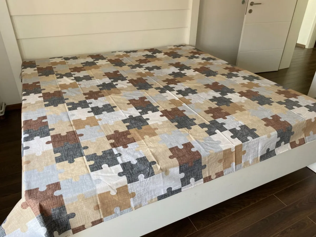 VIKTORIJA Čaršav Ranforce 160x240cm bez lastiša brown puzzle