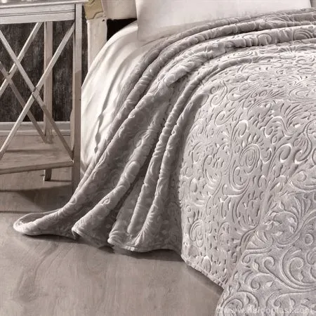 VIKTORIJA Ćebe Bahar Soft francuski ležaj sivo