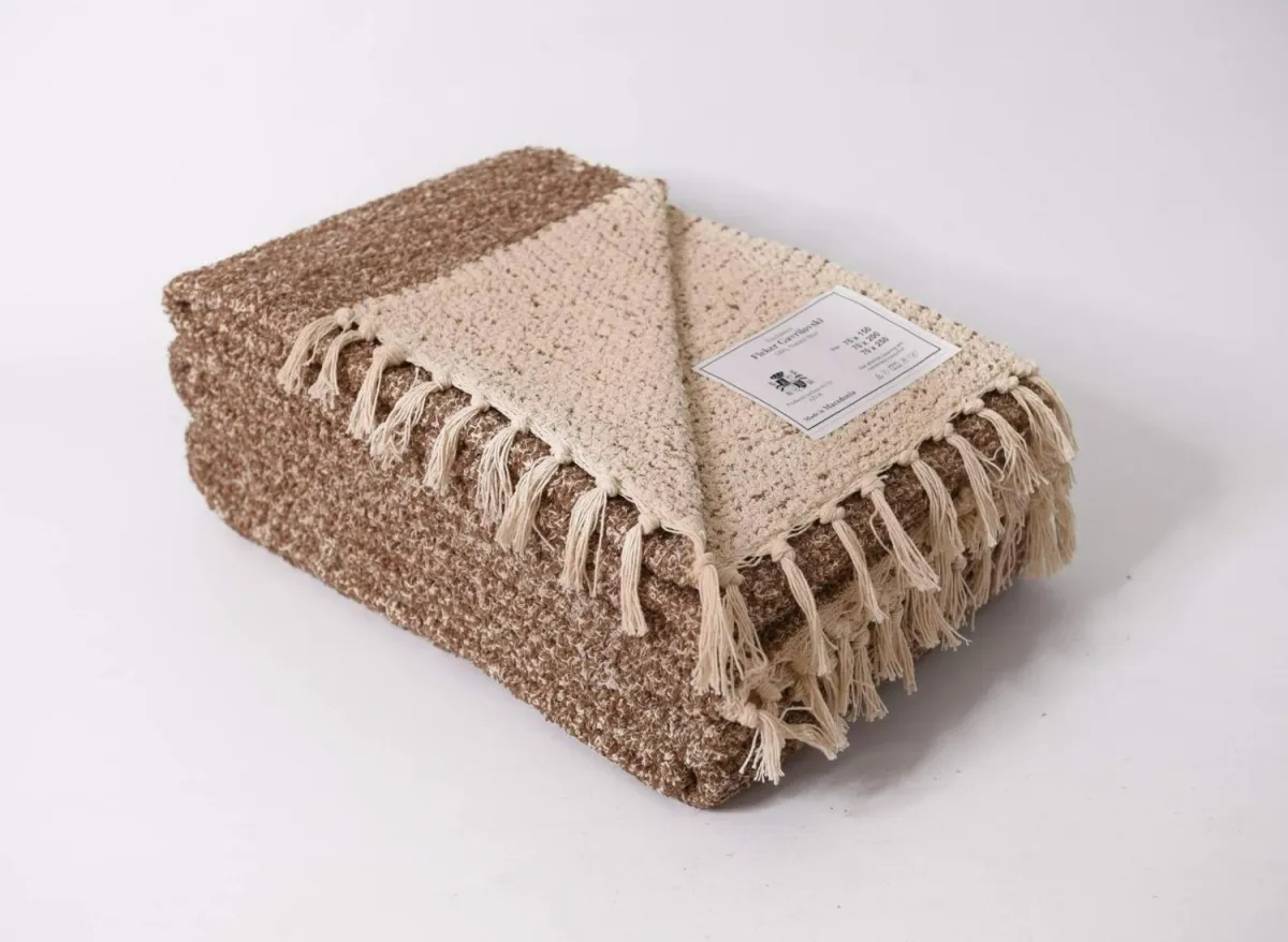 VIKTORIJA Fleker-prekrivač garnitura Dva lica (trosed-dvosed-fotelja) LIGHT BROWN