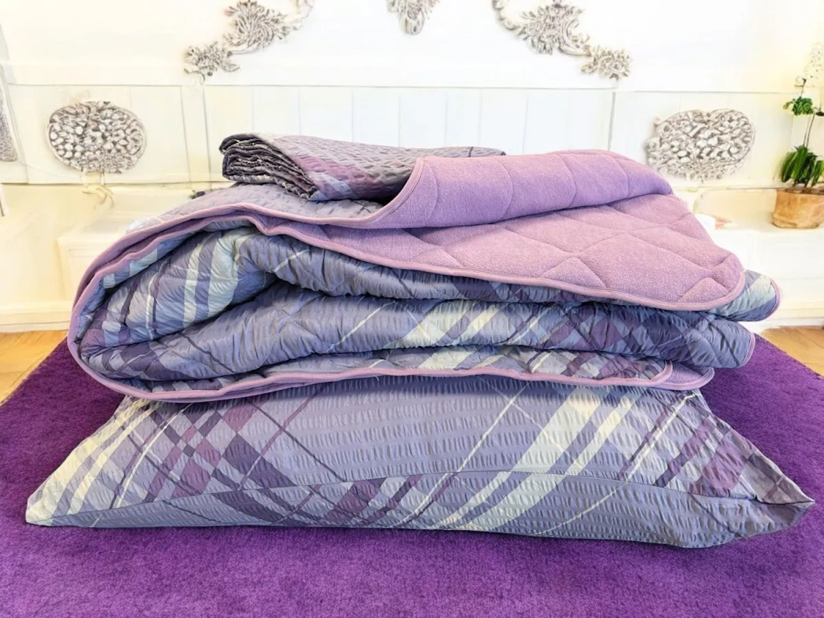 VIKTORIJA Set prekrivač,čaršav i jastučnica frotir/mikrofiber Purple