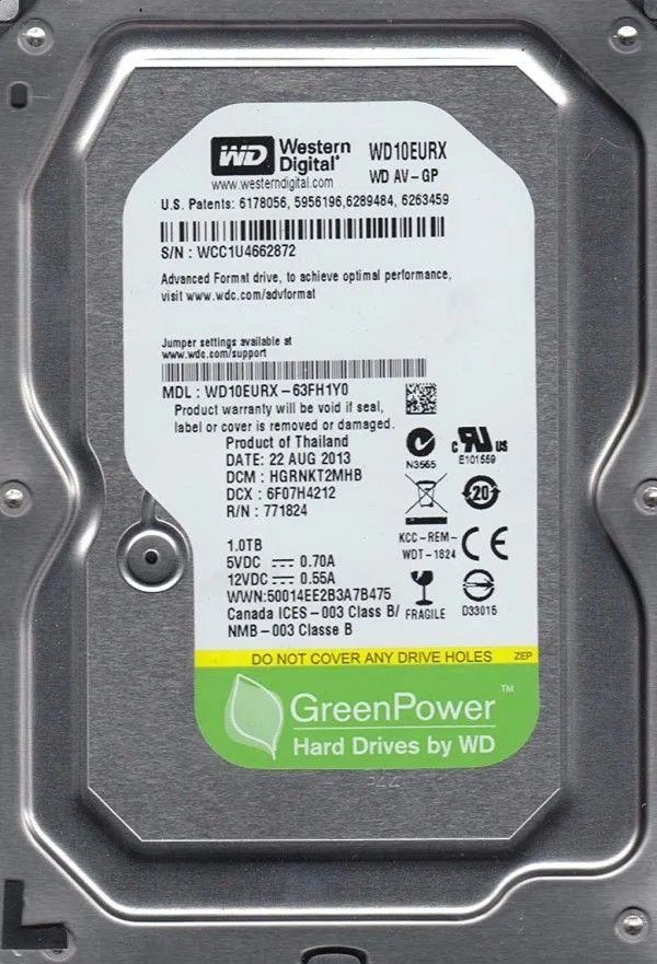 WD HDD 3.5 * 1TB 10EURX AV-GP Green IntelliPower