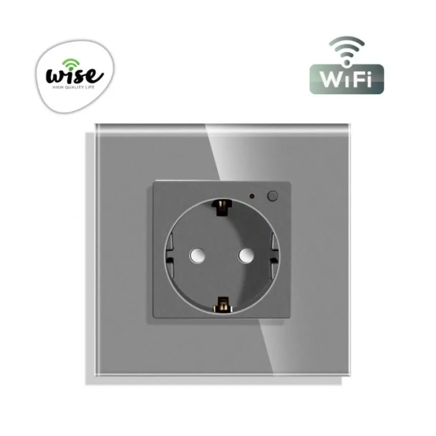 Wifi pametna uticnica, ugradna, stakleni panel sivi, 16A WU0004