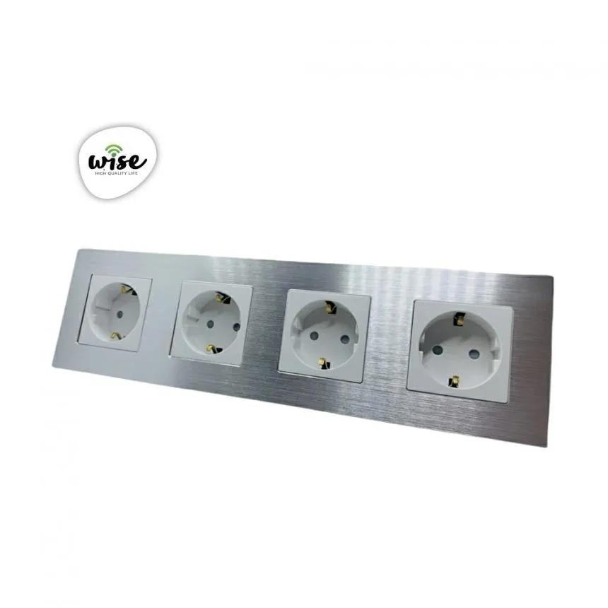 Wise Modularni panel sa 4 utičnice - aluminijumski panel srebrni