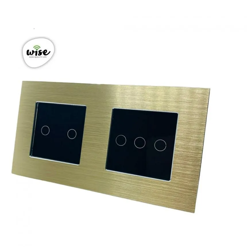 Wise Modularni prekidači – 5 tastera – aluminijumski panel krem - crni