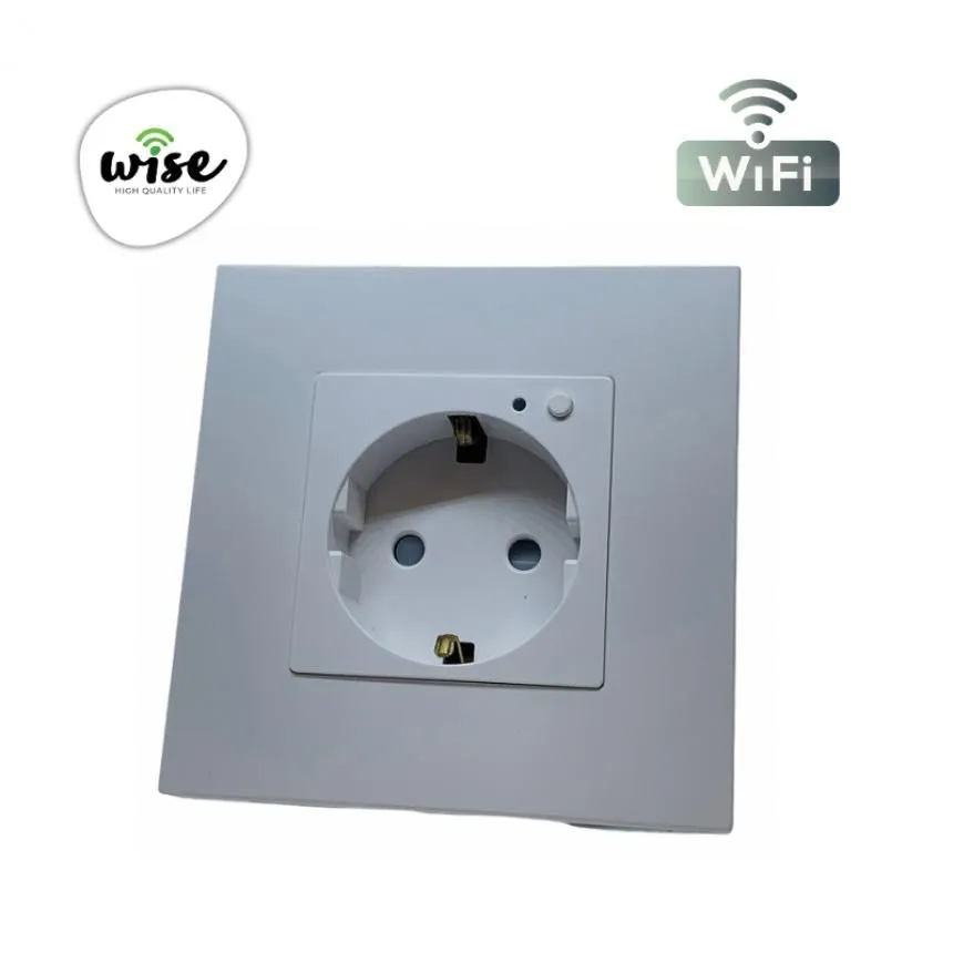 Wise Wifi pametna utičnica, ugradna 16a - MAT panel bela WU8001