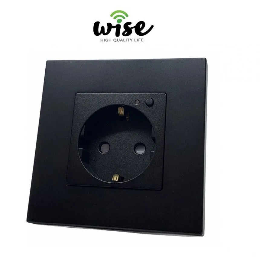 Wise Wifi pametna utičnica, ugradna 16a - MAT panel crna
