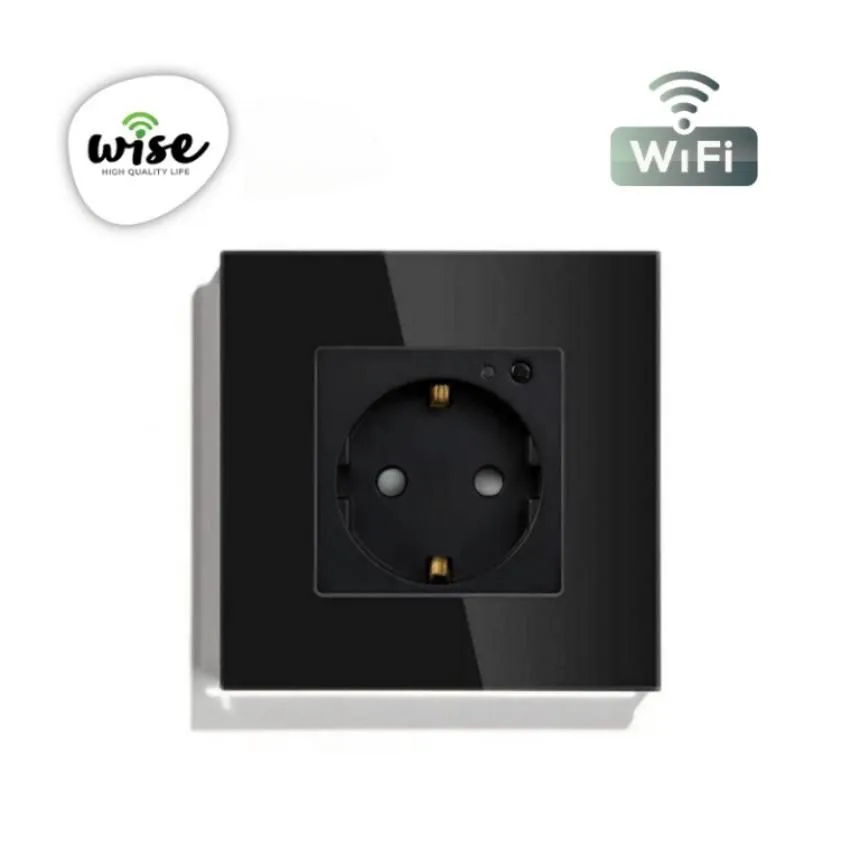 Wise Wifi pametna utičnica, ugradna - stakleni panel crna WU0003