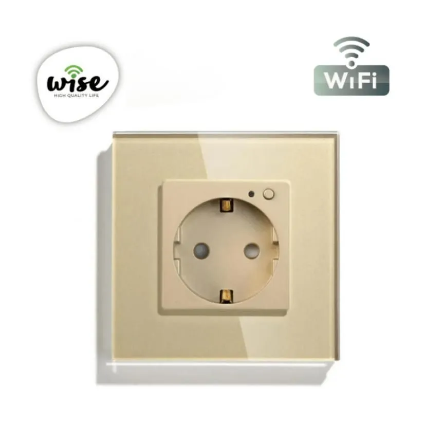Wise Wifi pametna utičnica, ugradna - stakleni panel krem WU0002
