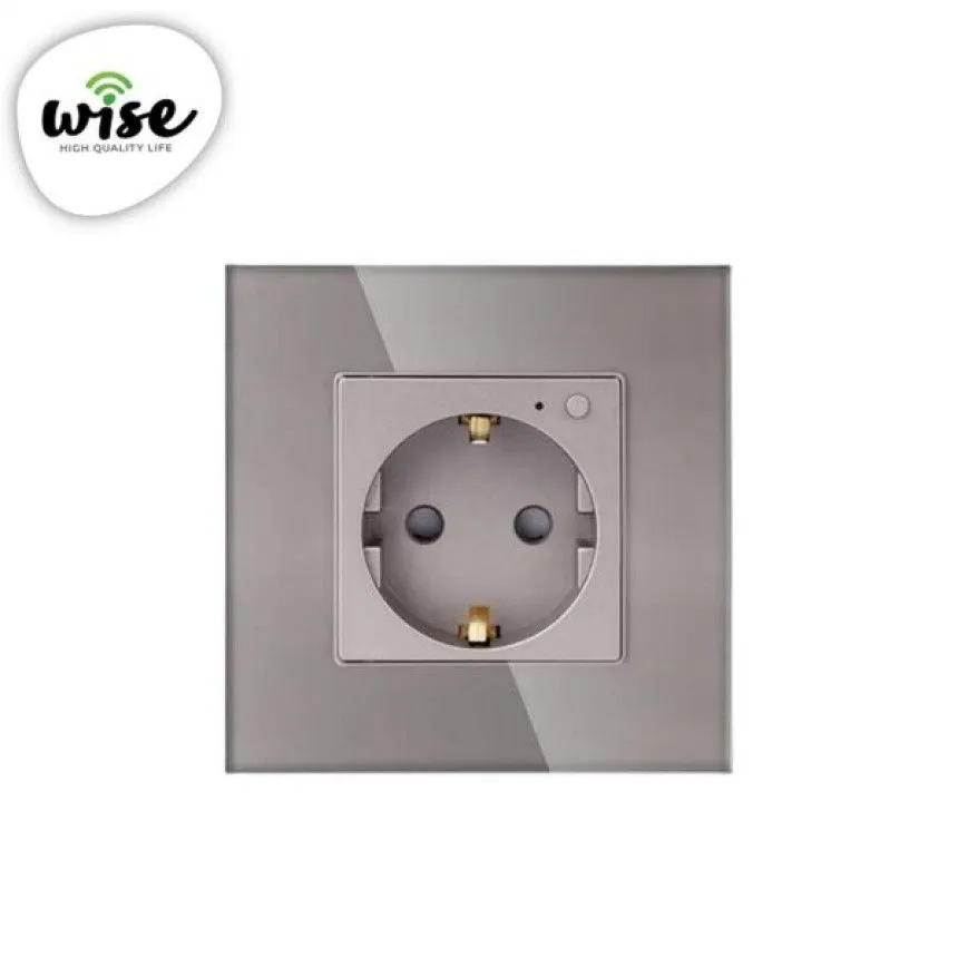 Wise Wifi pametna utičnica, ugradna - stakleni panel sivi