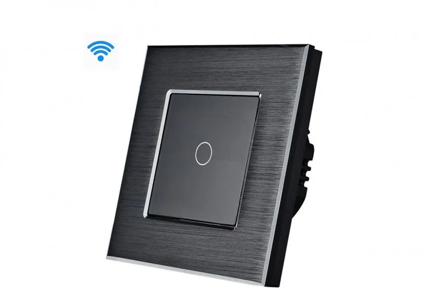 Wise Wifi pametni prekidač, 1 taster, aluminijumski panel crni