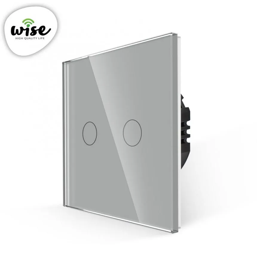 Wise Wifi pametni prekidač 2 tastera - stakleni sivi panel