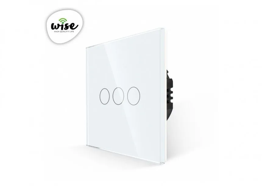 Wise Wifi pametni prekidač 3 tastera - stakleni beli panel