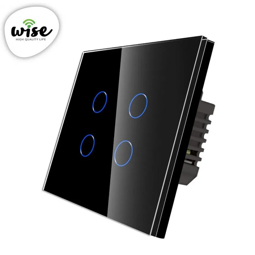 Wise Wifi pametni prekidač 4 tastera - stakleni panel crni