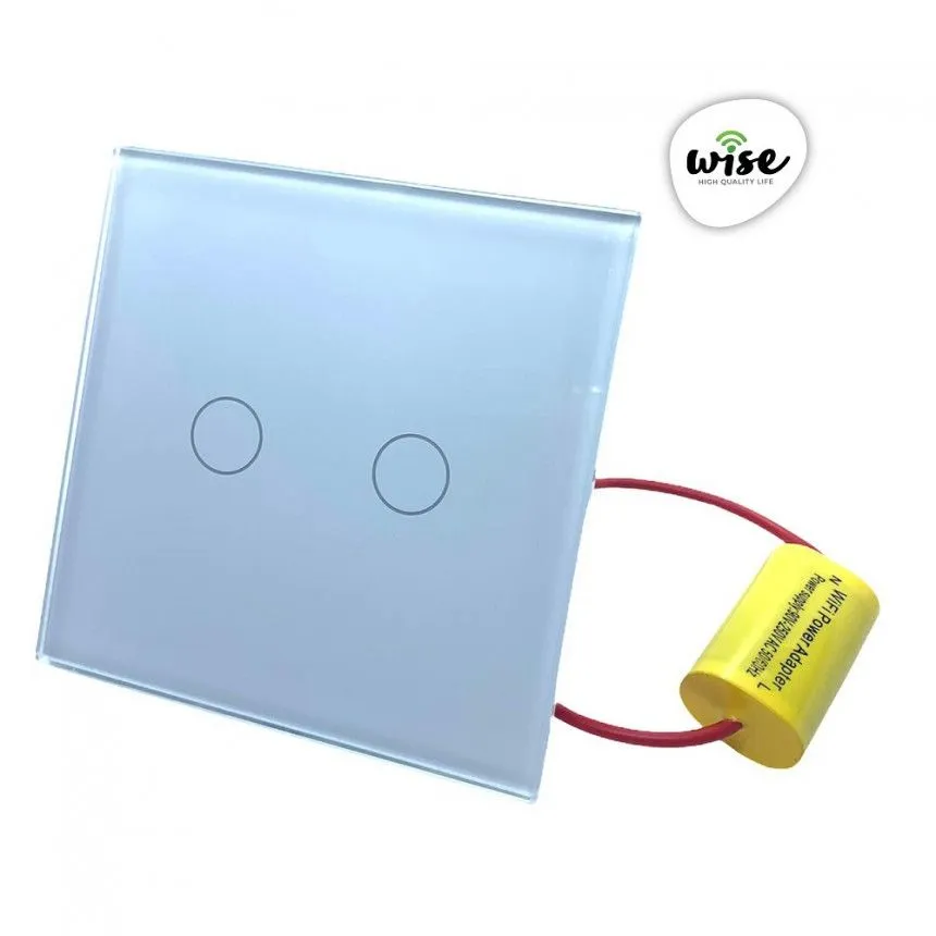 Wise Wifi pametni prekidač SLW - nije potrebna "nula" žica - 2 tastera - stakleni panel