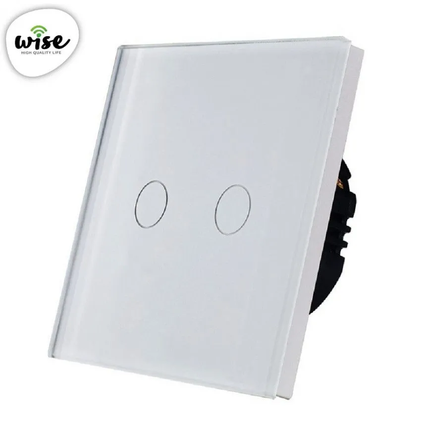 Wise Wifi + RF pametni prekidač, 2 tastera - stakleni panel beli