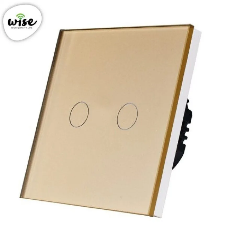 Wise Wifi + RF pametni prekidač, 2 tastera - stakleni panel krem
