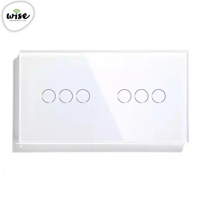 Wise Wise prekidac na dodir - 6 tastera - stakleni panel beli