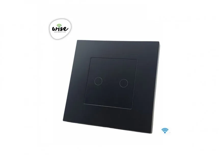 Wise WISE wifi pametni prekidač - 2 tastera, PVC mat panel crni