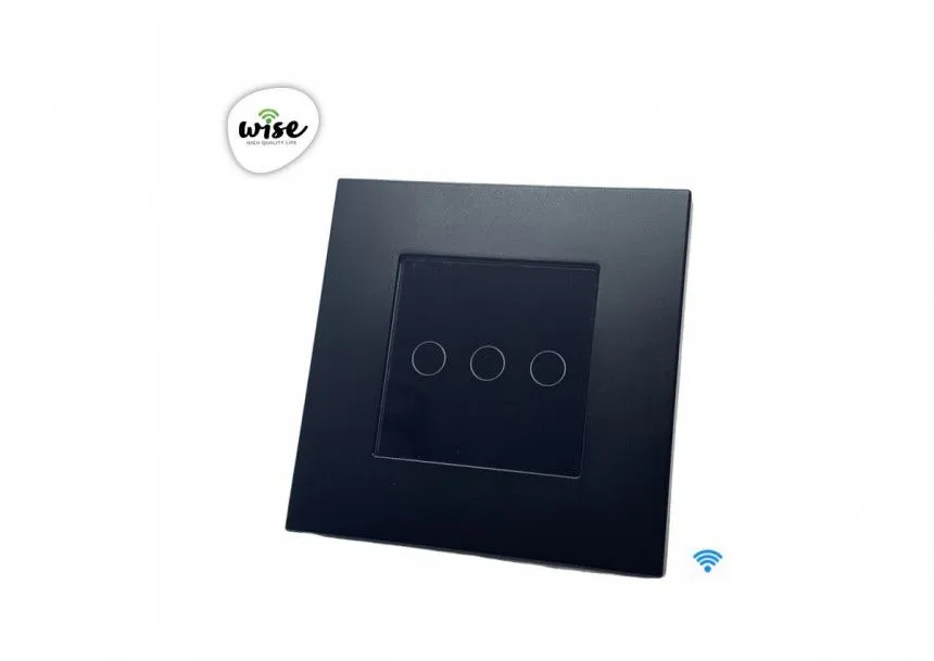 Wise WISE wifi pametni prekidač - 3 tastera, PVC mat panel crni