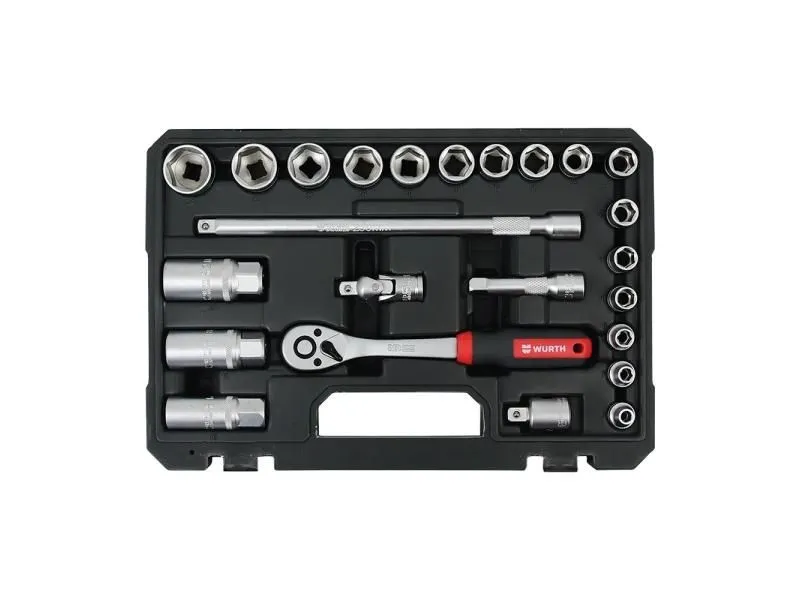 WURTH Set nasadnih ključeva 3/8'' 6ugaoni  Red Stripe 24kom
