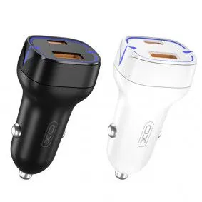 XO Auto punjač -CC37 USB+Type-C 20W, bela