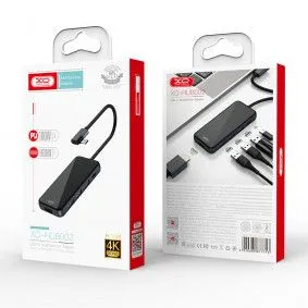 XO HUB 002 USB-C 5in1(HDMI+USB*3+PD Fast Charger)/ crna