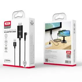XO Kabl GB008 Lightning na HDMI+USB2K 1080P, crna