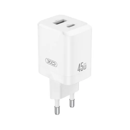 XO Kućni punjač od 45W (USB-C + USB-A) CE36/ bela