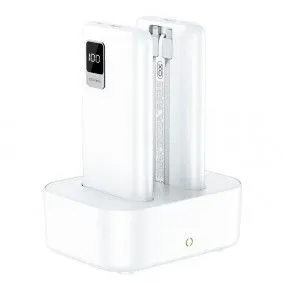 XO Power bank PR151 sa 4 kabla i bazom za punjenje 2x10000mAh, bela