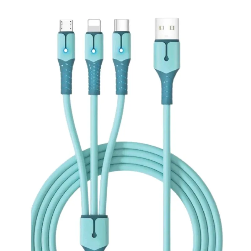 XWAVE Kabl 3U1 Type A na micro+Type C+lightning 1.5m/3.25A/65W/ crna